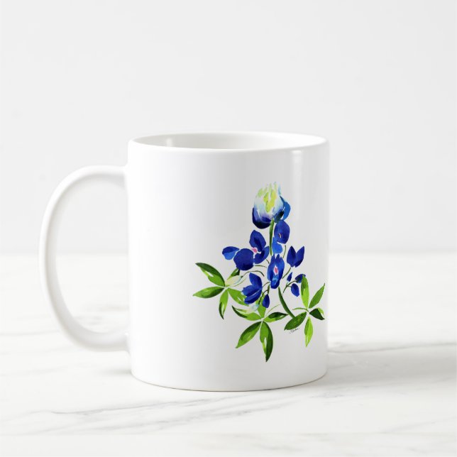 Taza De Café Watercolor Bluebonnet Mug (Izquierda)