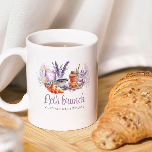 Taza De Café Watercolor Brunch Birthday Personalizado (Subido por el creador)