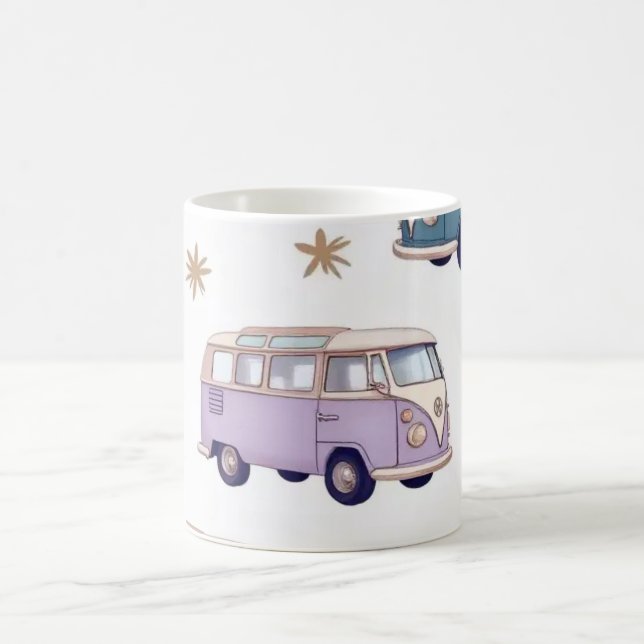 Taza De Café Watercolor camper van design (Centro)