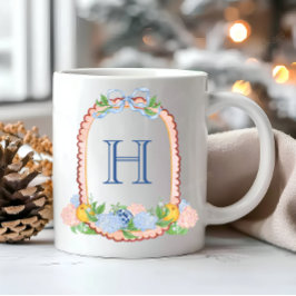 Taza De Café Watercolor Chinoiserie Mandarins Monograma Escudo