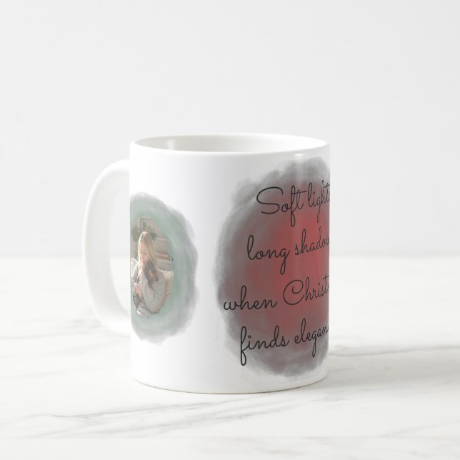 Taza De Café Watercolor Christmas Dachshund  – Custom Photo  (Anverso izquierdo)