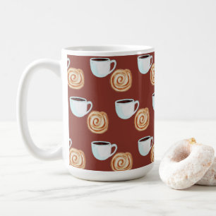 Taza De Café Watercolor Cinnamon Bun Pastry Coffee