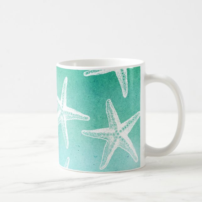 Taza De Café Watercolor Coffee Mug - Starfish Verde azulado (Derecha)