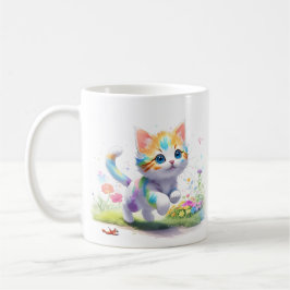 Taza De Café Watercolor Cute cat