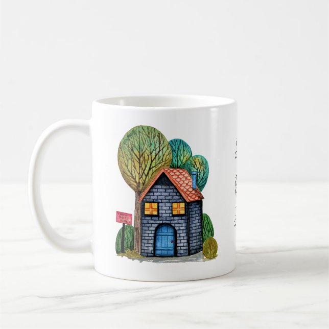 Taza De Café Watercolor Cute Hogar Sweet Home Art (Izquierda)