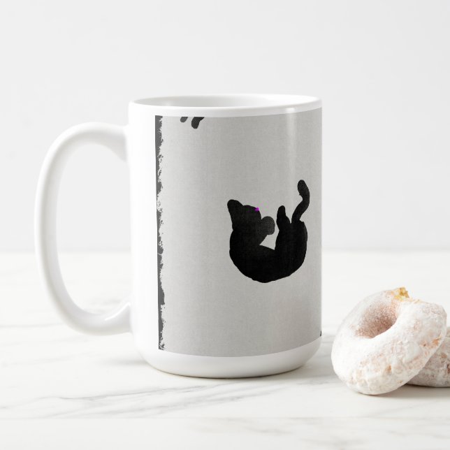 Taza De Café Watercolor de los gatos negros (Con donut)