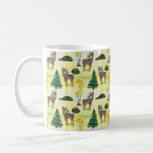 Taza De Café Watercolor de los venados de Woodland