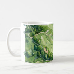 Taza De Café Watercolor del Campo de Golf Scenic