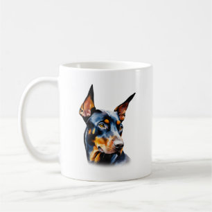 Taza De Café Watercolor Doberman Pinscher