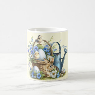 Taza De Café Watercolor Easter Bunny Personalizado