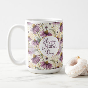 Taza De Café Watercolor Echinacea Purple & Gold