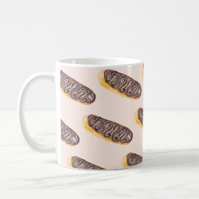 Taza De Café Watercolor Eclerias Donuts Divertido Dulce Whimisc (Izquierda)