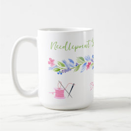 Taza De Café Watercolor Floral Needlepoint Happy Place NAME