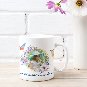 Taza De Café Watercolor Floral Personalizado Botánico Foto y te