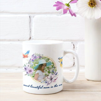 Taza De Café Watercolor Floral Personalizado Botánico Foto y te