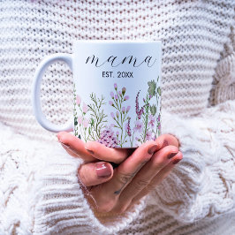 Taza De Café Watercolor Flores silvestres Floral Nueva Mamá Bot