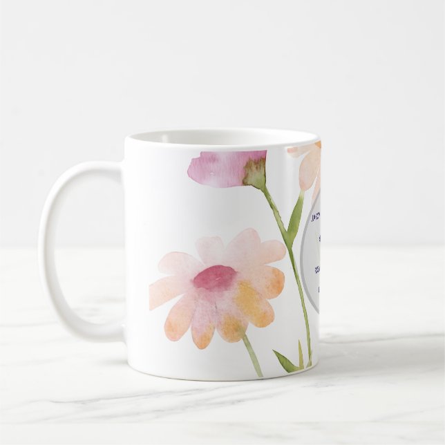 Taza De Café watercolor flower editable (Izquierda)
