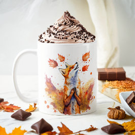 Taza De Café Watercolor Fox de los vibradores de otoño -