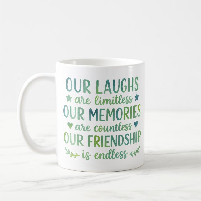 Taza De Café Watercolor Friendship Quote (Izquierda)