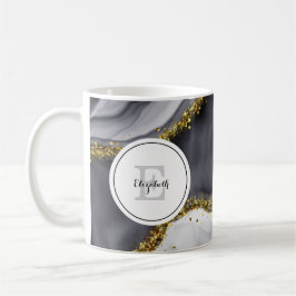 Taza De Café Watercolor Gold Black Personaliza el café Mug