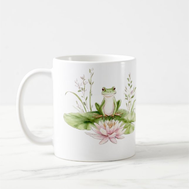 Taza De Café Watercolor Green Frog  (Izquierda)
