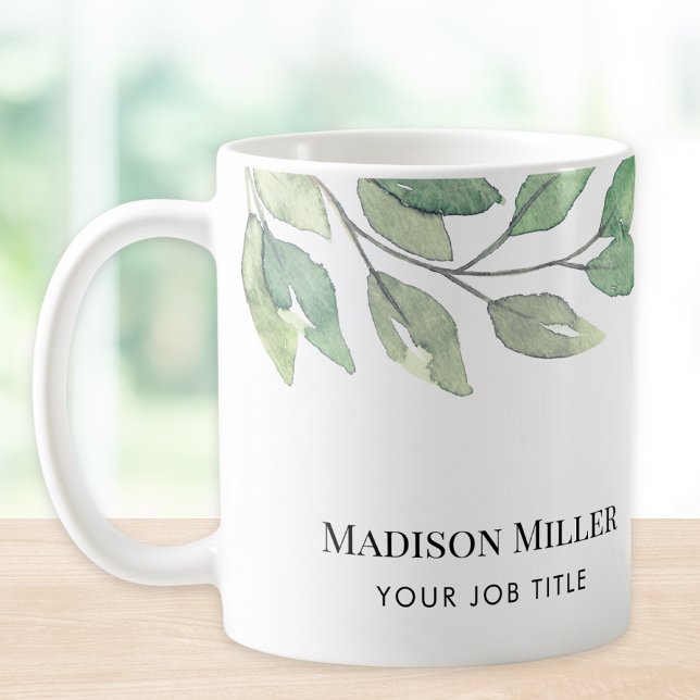 Taza De Café Watercolor Greenery Office (Subido por el creador)