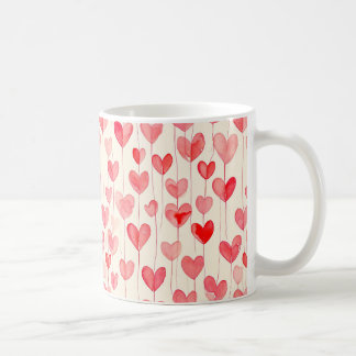 Taza De Café Watercolor Heart Pattern 