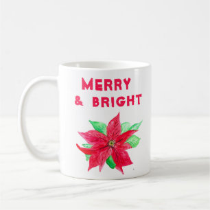 Taza De Café Watercolor Holly Merry y Bright