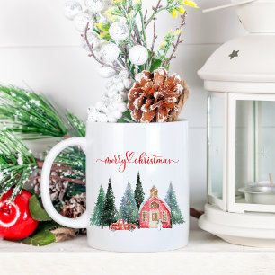 Taza De Café Watercolor Home Merry Christmas