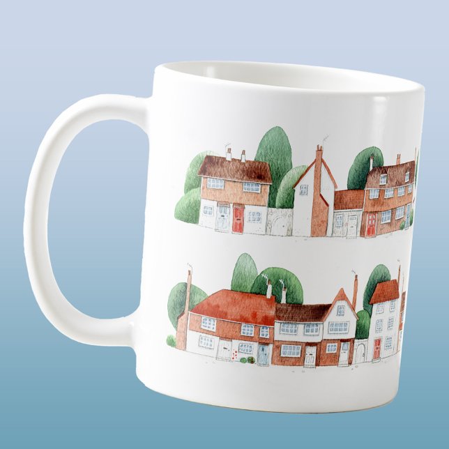 Taza De Café Watercolor House Art (Watercolor houses and cottages art coffee mug)