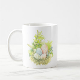 Taza De Café Watercolor Huevo de Pascua y conejo