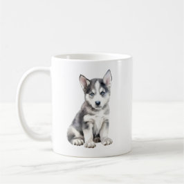 Taza De Café Watercolor Husky Dog
