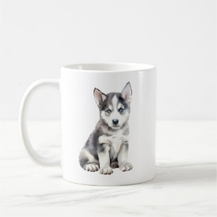 Taza De Café Watercolor Husky Dog