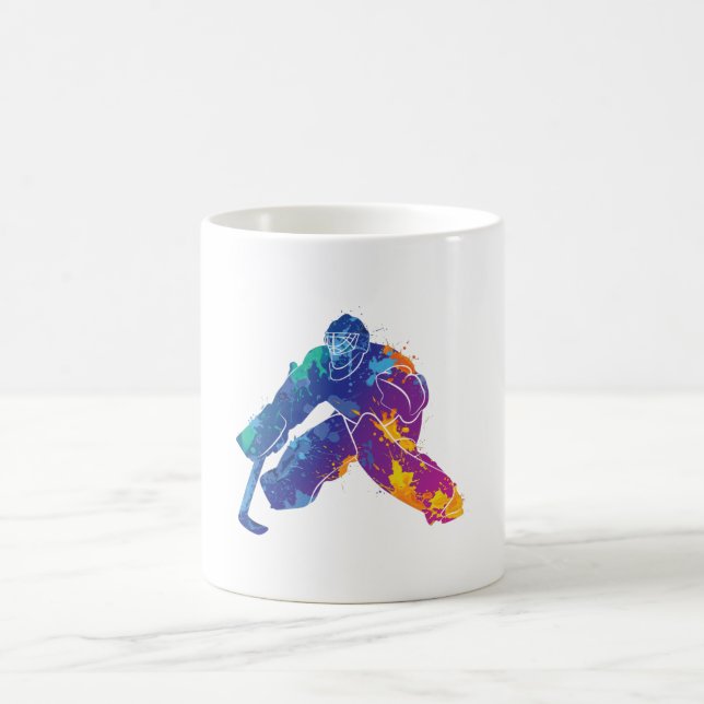 Taza De Café Watercolor Ice Hockey Goalie (Centro)