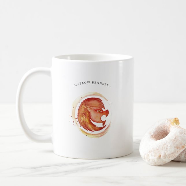 Taza De Café Watercolor Leo Astrology Zodiac Rótulo | Monograma (Con donut)