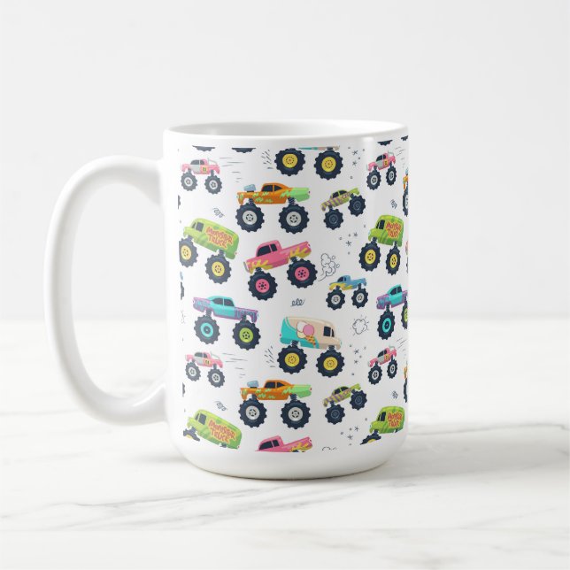 Taza De Café Watercolor Monster Car Trucks kids (Izquierda)