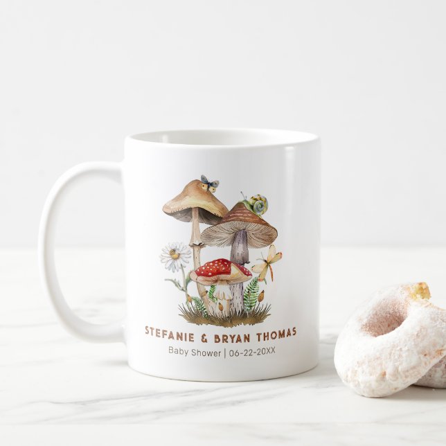 Taza De Café Watercolor Mushroom Baby Shower Coffee Mug | Whims (Con donut)