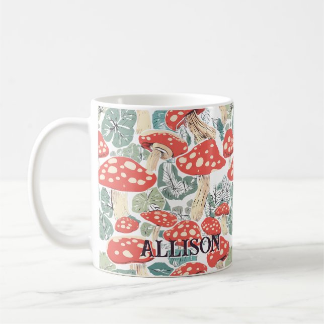 Taza De Café Watercolor Mushroom Pattern Iced Coffee Personal (Izquierda)