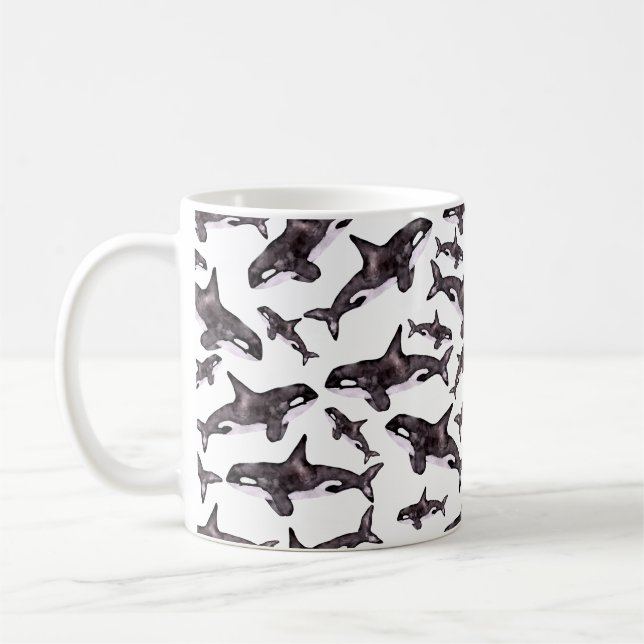 Taza De Café Watercolor Orca (Izquierda)