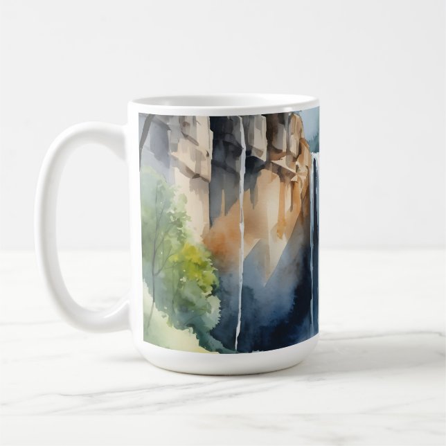 Taza De Café Watercolor painted waterfall (Izquierda)