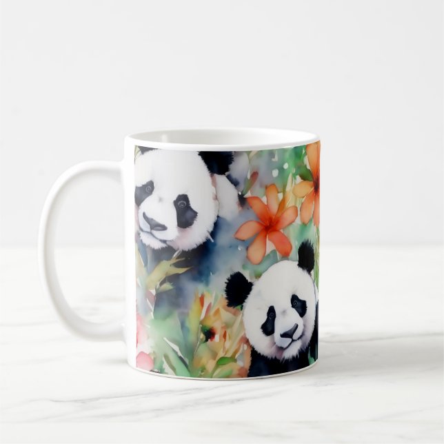 Taza De Café Watercolor Panda Bear (Izquierda)