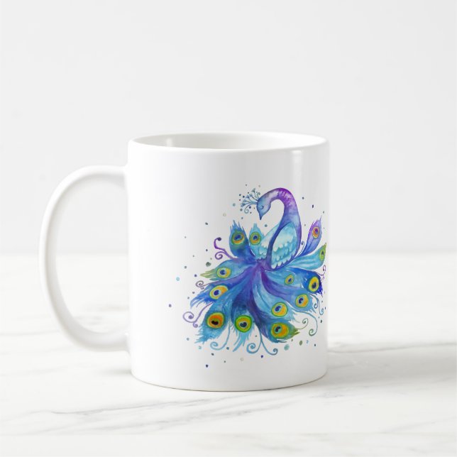 Taza De Café Watercolor peacock (Izquierda)