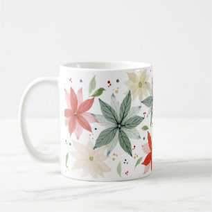 Taza De Café Watercolor Poinsettia Holiday
