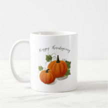 Watercolor Pumpkin 'Happy Thanksgiving' Classic Mu