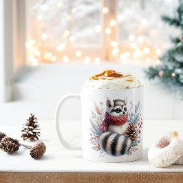 Taza De Café Watercolor Ringtail - Vibes de invierno
