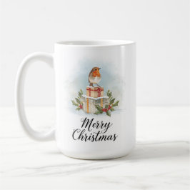 Taza De Café Watercolor Robin Gifts Holly Merry Christmas