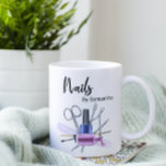 Taza De Café Watercolor Salón Nail Manicure Nail Polaco<br><div class="desc">Este diseño fue creado a través del arte digital. Se puede personalizar haciendo clic en el botón personalizar y cambiando el color, agregando un nombre, iniciales o tus palabras favoritas. Contáctame en colorflowcreations@gmail.com si quieres tener este diseño en otro producto. Compra mi pintura de acrílico abstracta original a la venta...</div>