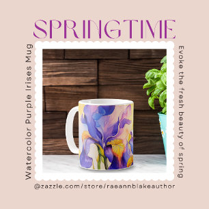 Taza De Café Watercolor Springtime Purple Iris Ceramic Mug