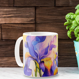 Taza De Café Watercolor Springtime Purple Iris Ceramic Mug