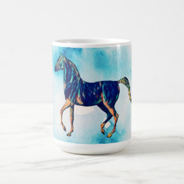 Taza De Café Watercolor Style Aqua Blue Horse Mug Cup